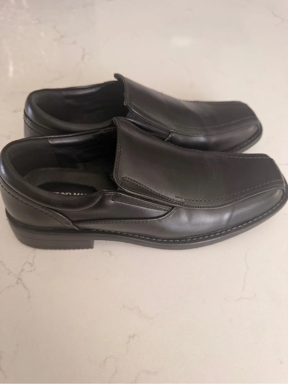 Bruno Marc Men's Black Leather Slip-On Loafers — Sleek Square-Toe